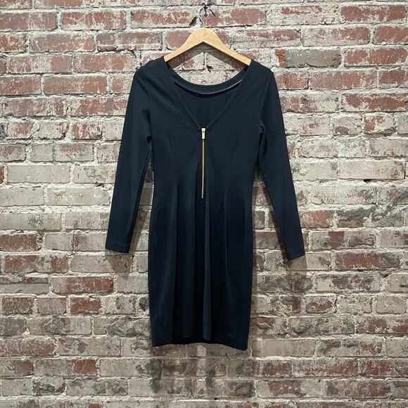 Banana Republic Black Ponte Back Zip Dress Size 4 - Picture 3 of 6